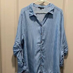 Blue Striped Button-Up Shirt